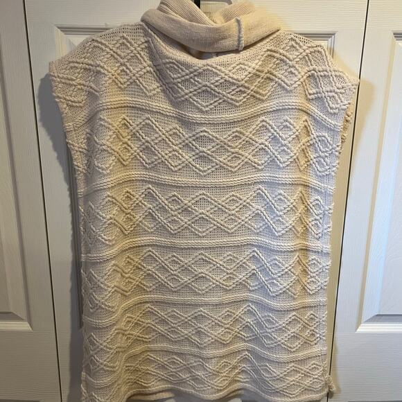 Sleeveless Cowl Neck Cable Knit Sweater Cream One Size - Picture 3 of 6